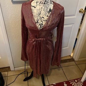 Luxxel wine and gold sequined dress. New with tags, size M.